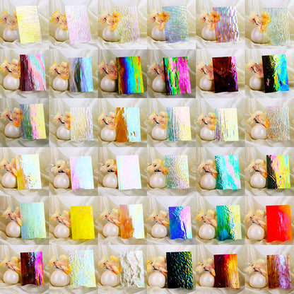 36 Sheets Iridescent Stained Glass Sheet Variety Pack, 4 X 6 inch Cathedral Art Glasses for Home Decor, Stained Glass Supplies for Glass Projects and Mosaic Crafts