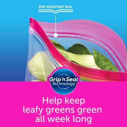 Ziploc 2 Gallon Food Storage Bags, Grip 'n Seal Technology for Easier Grip, Open, and Close, 36 Bags Total