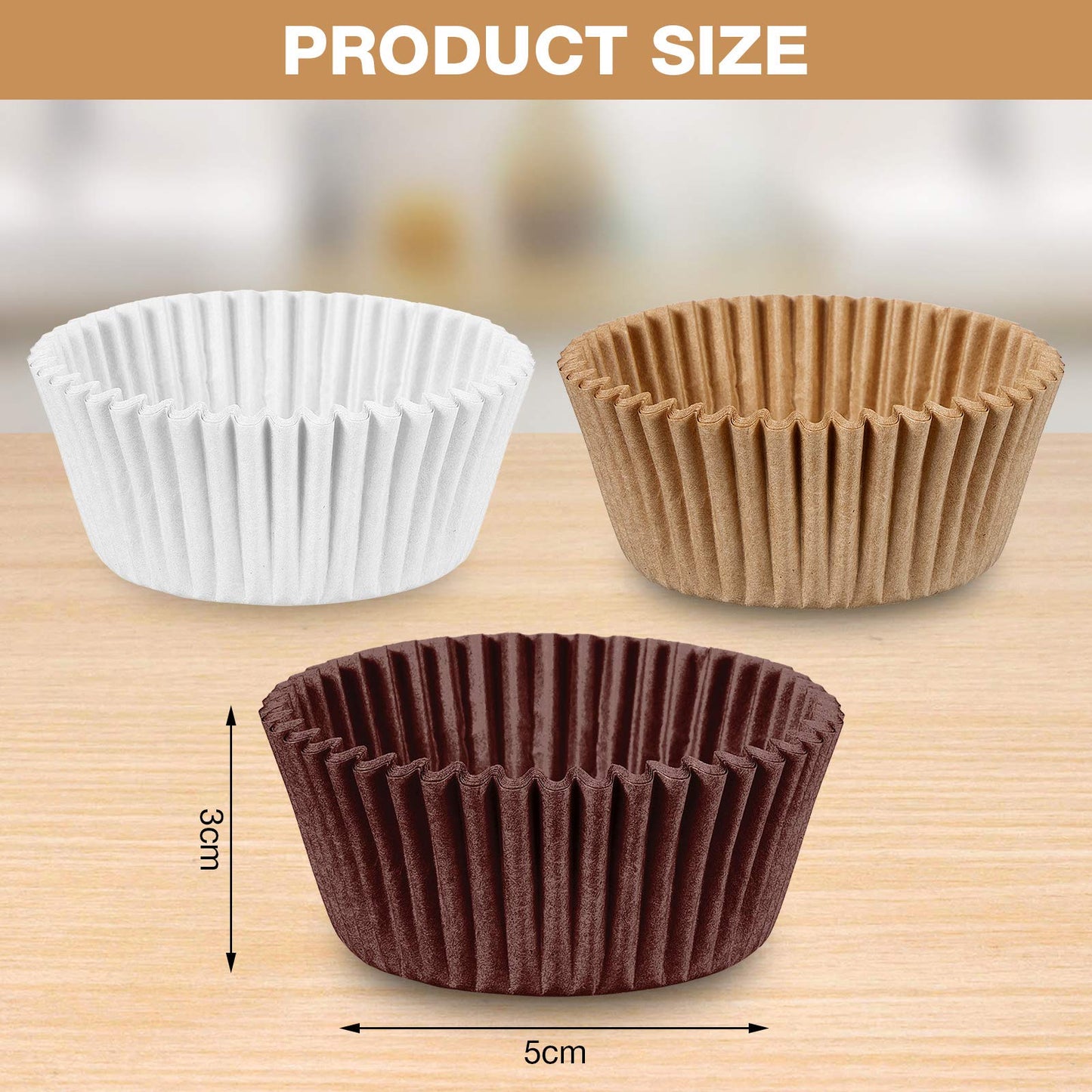 Zonon 1000 Counts Cupcake Liners for Baking Liners Paper Cupcake Wrappers Bulk Cup Cake Cases Muffin Baking Paper Cups for Candy Cooking(Brown White Nature,1.97 Inch-Standard Size)