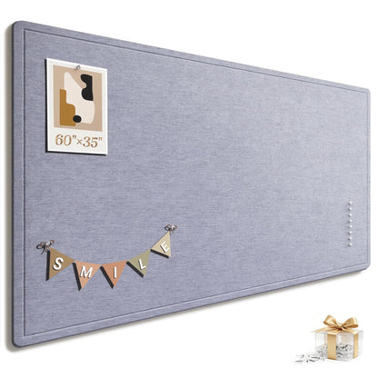 Large Bulletin Board, 60 X 35 Inches Felt Cork Board with 40 Pushpins, Foldable Felt Notice Pin Board Photo Display Board with Self-Adhesive Tape for Office Home School (Light Gray, 60x35 inch)
