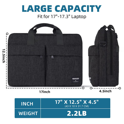 KINGSLONG 17.3 inch Laptop Briefcase Bag for Men Women, Laptop Messenger Bag with Shoulder Strap, Water Resistant Business Crossbody Bag Computer Bag for Asus Acer Dell Thinkpad, Black
