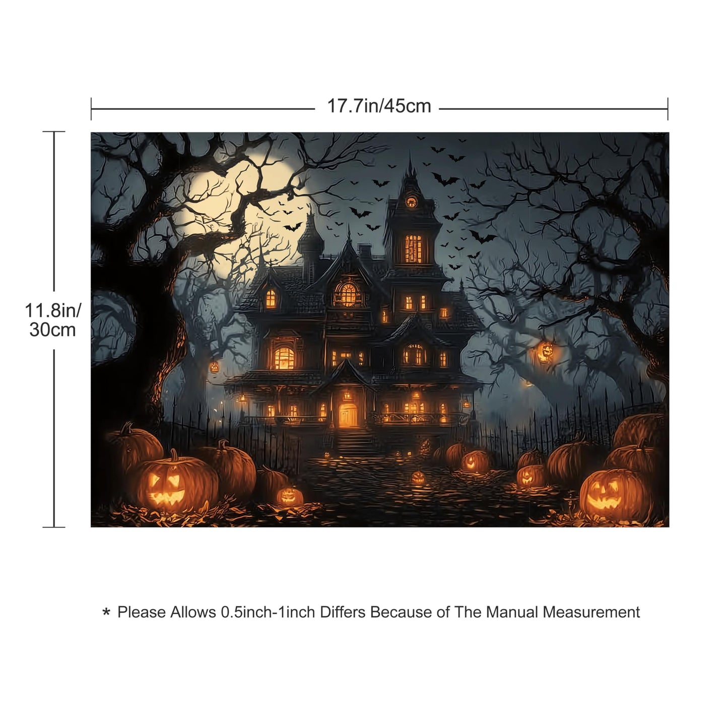 Halloween Horror Castle Placemats Set of 4 Washable Table Place Mats for Dining Kitchen Party Decor