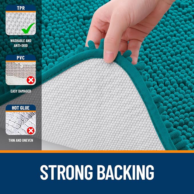 OLANLY Large Bathroom Rugs 59x35, Extra Soft Absorbent Chenille Bath Rugs, Rubber Backing Quick Dry, Machine Washable Bath Mats for Bathroom Floor, Tub and Shower, Home Decor Accessories, Deep Lake
