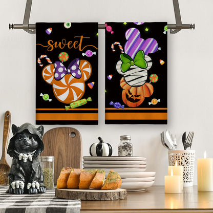 Yarcooly Halloween kitchen towels halloween cartoon mouse dish towels haunted mansion decor halloween decorations for home party, White