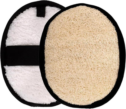 SERRENTO Loofah Body Scrubber Shower - Luffa Sponge 2PCS Black & White Set