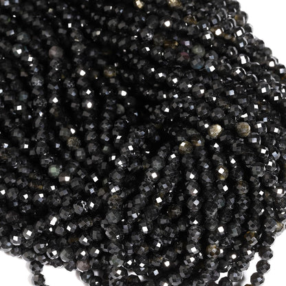 Song Xi 180pcs 2mm Natural Black Striped Agate Gemstone Beads Faceted Round Loose Stone Beads for Jewelry Making