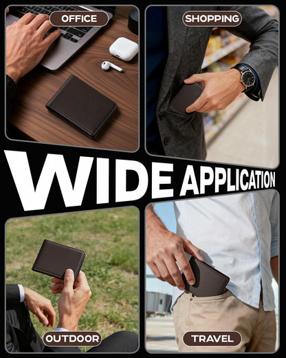 GNDR Wallet For Men Bifold Coffee RFID Blocking Slim Faux Leather Wallets Card Holder Front Pocket Minimalist Men Accessories With Gift Box