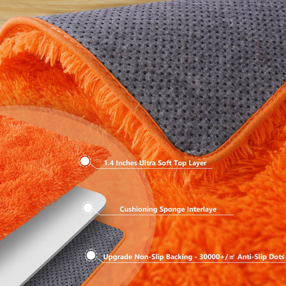 plumlik 6x9 Large Area Rugs for Living Room, Orange Fluffy Shag Rug for Bedroom and Nursery, Soft and Comfy, Big Fuzzy Carpet for Kids, Girls, Boys Room Dorm Home Decor Aesthetic, Upgrade Non Slip