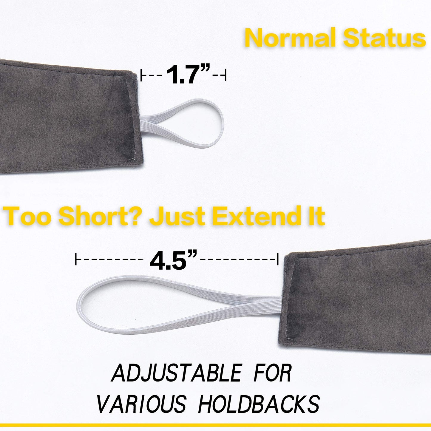 StangH Curtain Tiebacks - Curtain Holdbacks for Drapes Velvet Convenient Decorative Ties for Home & Office Window Draperies (Grey, 21 inches Length, 2 Packs)
