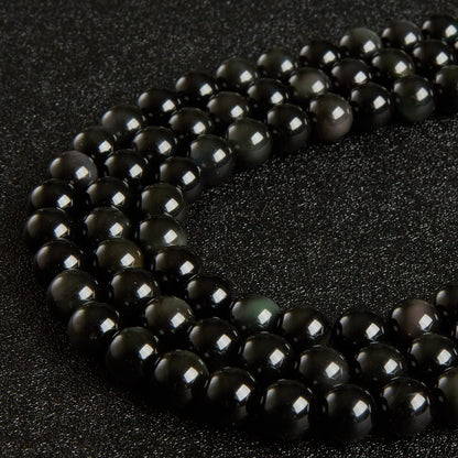 60pcs 6mm Black Obsidian Beads Natural Gemstone Beads Round Loose Beads for Jewelry Making