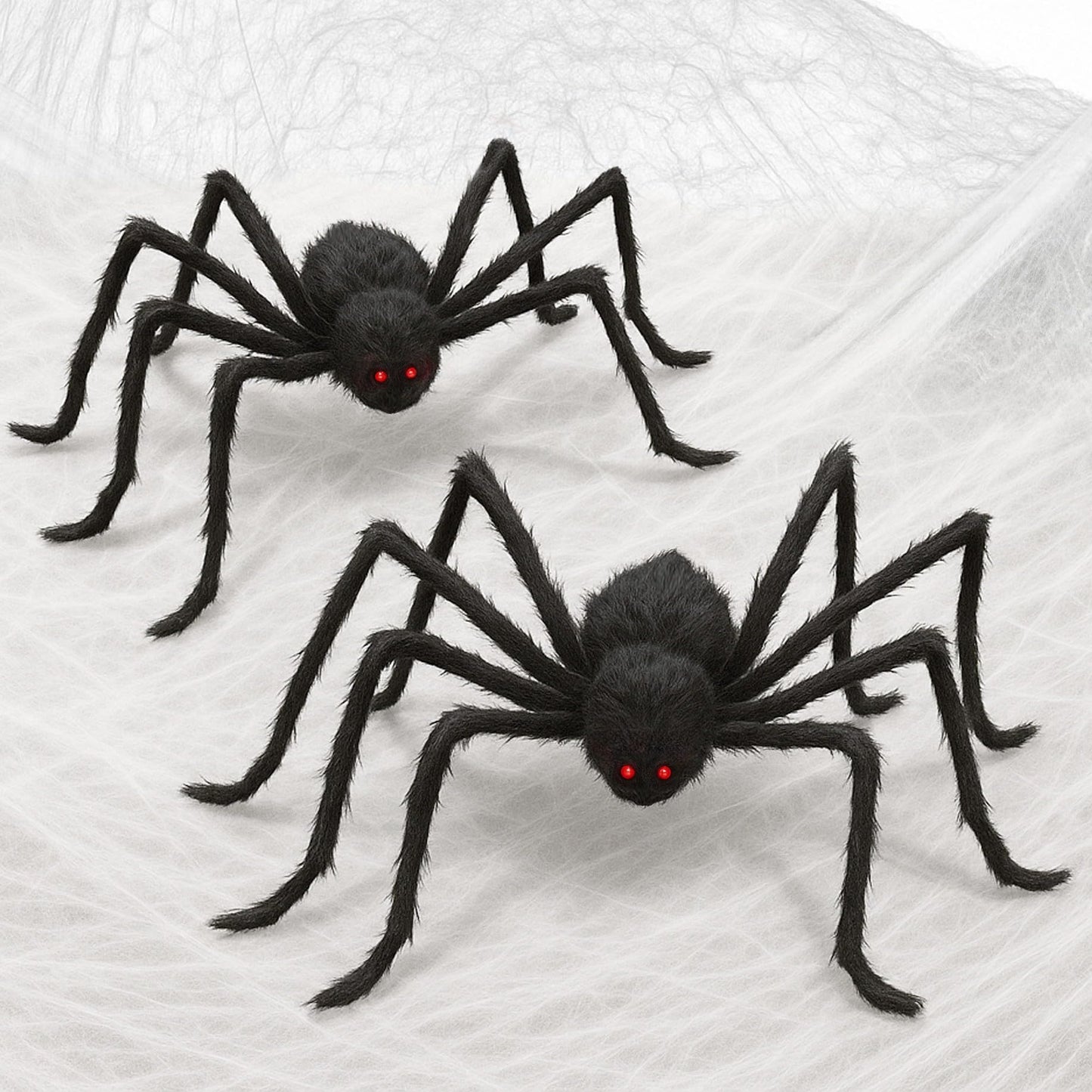X-Protector Halloween Giant Spider - 2 PCS Pack Big Halloween Spider Decorations - Large 60" Outdoor Spiders Decor - Black Scary Indoor Party Decoration [Web not Included]