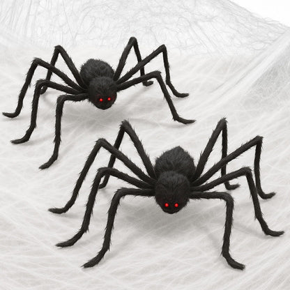 X-Protector Halloween Giant Spider - 2 PCS Pack Big Halloween Spider Decorations - Large 60" Outdoor Spiders Decor - Black Scary Indoor Party Decoration [Web not Included]