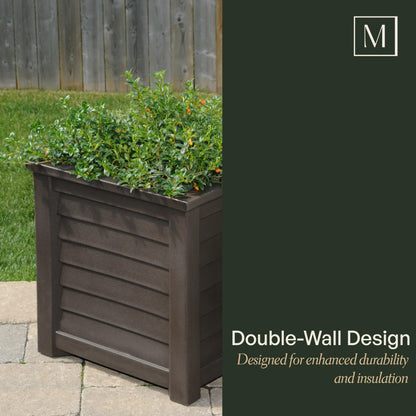 Mayne Lakeland 20-Inch Square Planter – Self-Watering, Weather-Resistant Planter for Flowers – Durable Outdoor Design for Patio, Porch, or Entryway