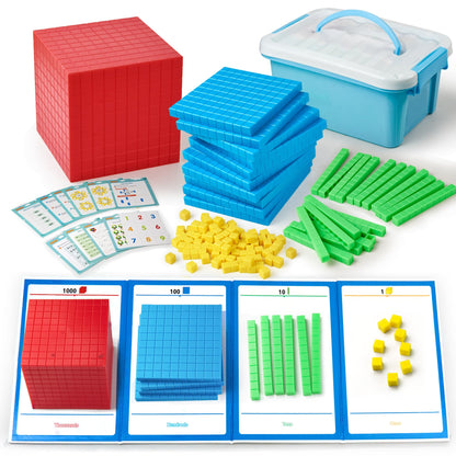 stochastic box Base Ten Blocks Plastic 143 pcs Math Manipulatives Kindergarten Counting Cubes for Kids Math,Place Value Blocks for Early Counting Math Toy for 1st Grade