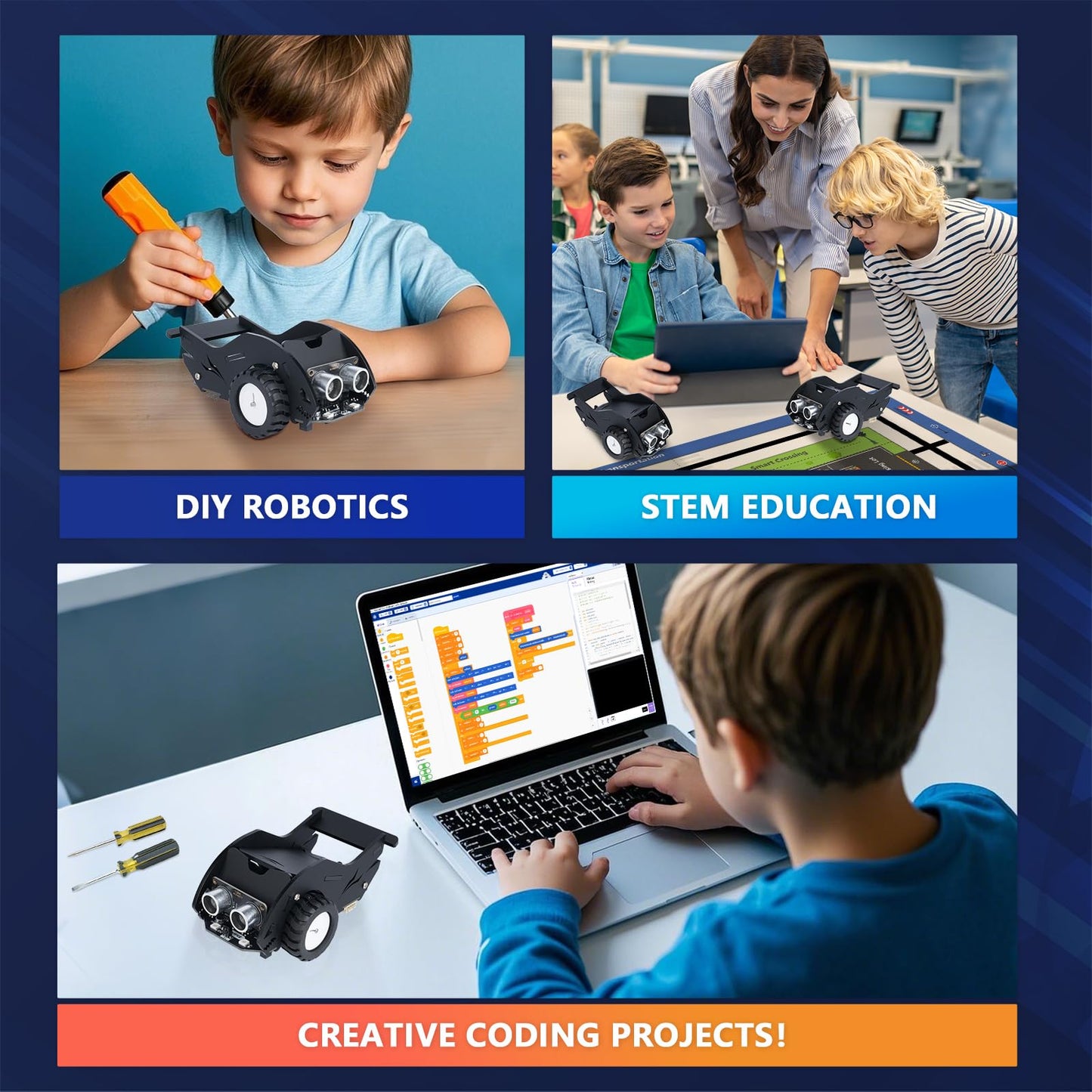 STEM Toys SharkBot Smart Car Kit Voice-Controlled ESP32 Coding Robot Robotics Kit for Kids Ages 8-12, Supports Arduino, ACECode, Programming for Classroom Home Education Birthday Gift for Boys Girls