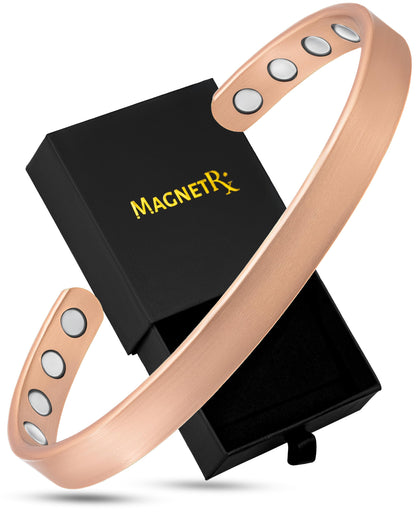 MagnetRX® Magnetic Copper Bracelet Cuff – Elegant Pure Copper Bangle – Unisex Magnetic Bracelets for Men & Women (Large)