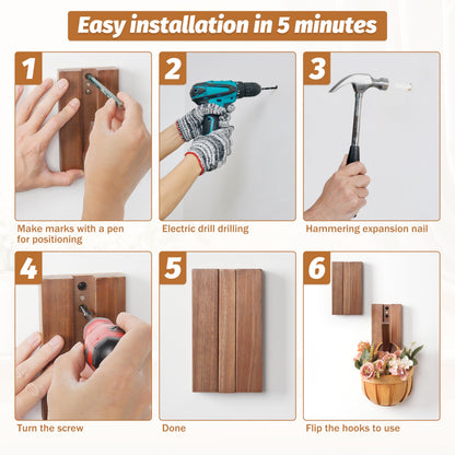 KYIAANY Wood Wall Hooks for Bathroom