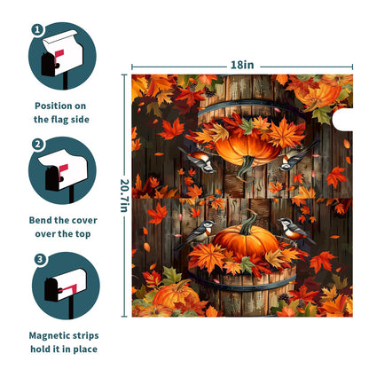 Fall Mailbox Covers Magnetic Standard Size 18x21inch Autumn Maple Leaves Mailbox Decoration Autumn Harvest Pumpkin Post Letter Box Cover for Outside Decor