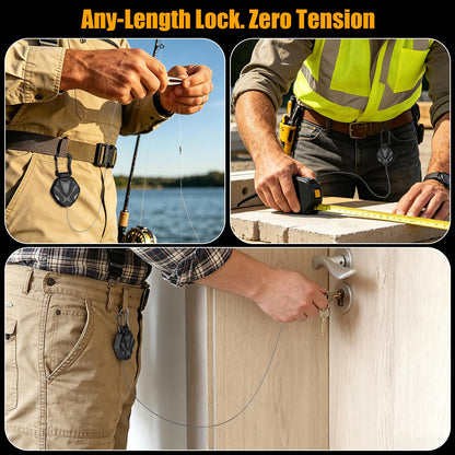Oaridey Retractable Keychain with Smart Interval Locking, Heavy Duty Badge Reel with Metal Carabiner and 31.5" Steel Cord, Retractable Lanyard for Engineers, Anglers, Construction Workers, 2 Packs