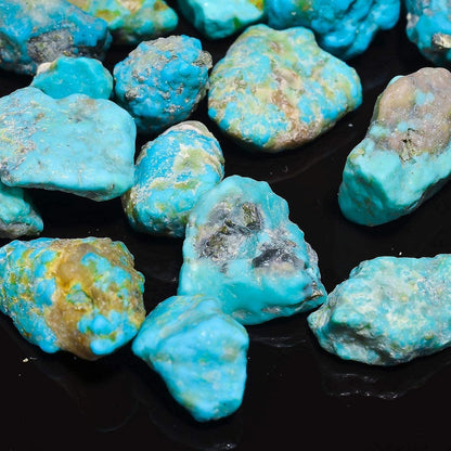 GEMKORA 50 carats Genuine Raw Turquoise Stone, Loose Gemstone and Crystals, Wholesale Lot, Blue Rough Crystals, Turquoise Rock, Jewelry Making Supplies, DIY & Crafts (6 to 8pcs)