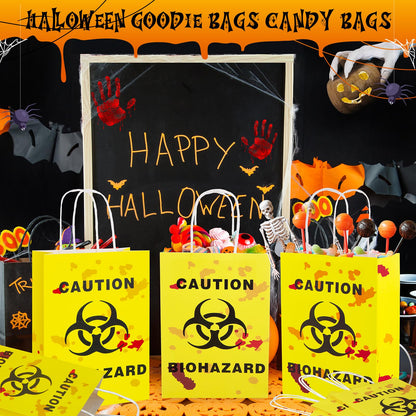 FOGWOWO 36 Pcs Halloween Paper Gift Bags Zombie Biohazard Halloween Party Favors Treat Bags Biohazard Halloween Decorations Trick or Treat Bags Candy Goodie Bag Zombie Biohazard Party Supplies