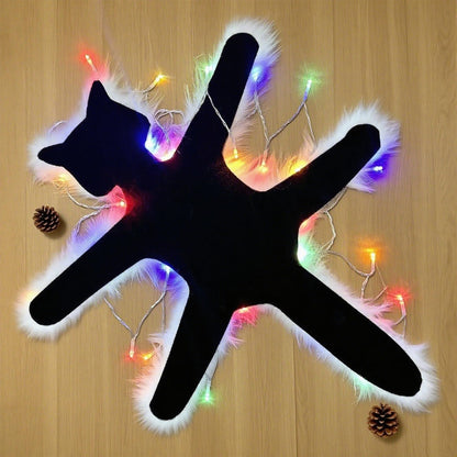 Funny Light Up Cat Rug with Multi-Color Flashing Lights | Holiday Party Decoration Mat | Battery Powered | Machine Washable Halloween (20"x24")