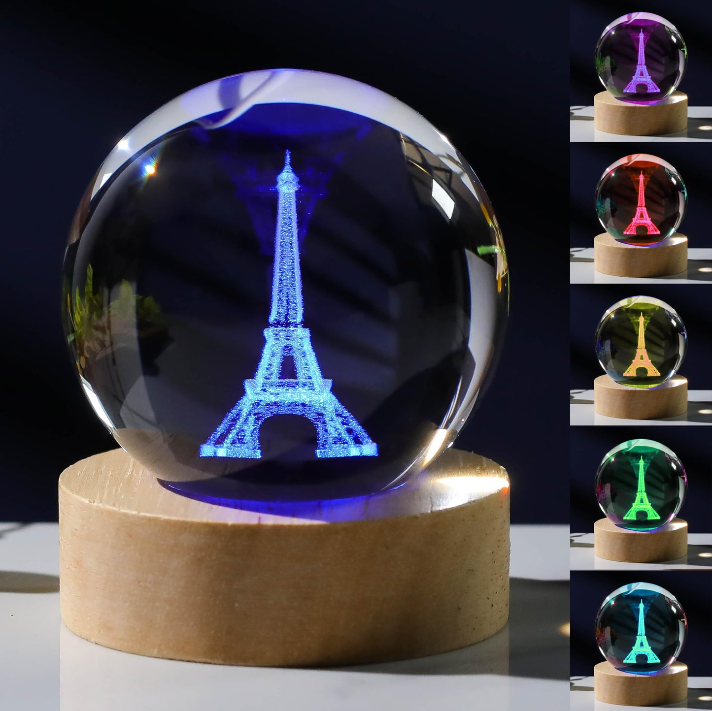 3D Paris Gifts for Women Crystals Ball - Eiffel Tower Figurines Decor Glass Figurine French Stuff for Room Birthday for Best Friend Lovers Keepsake Paperweight