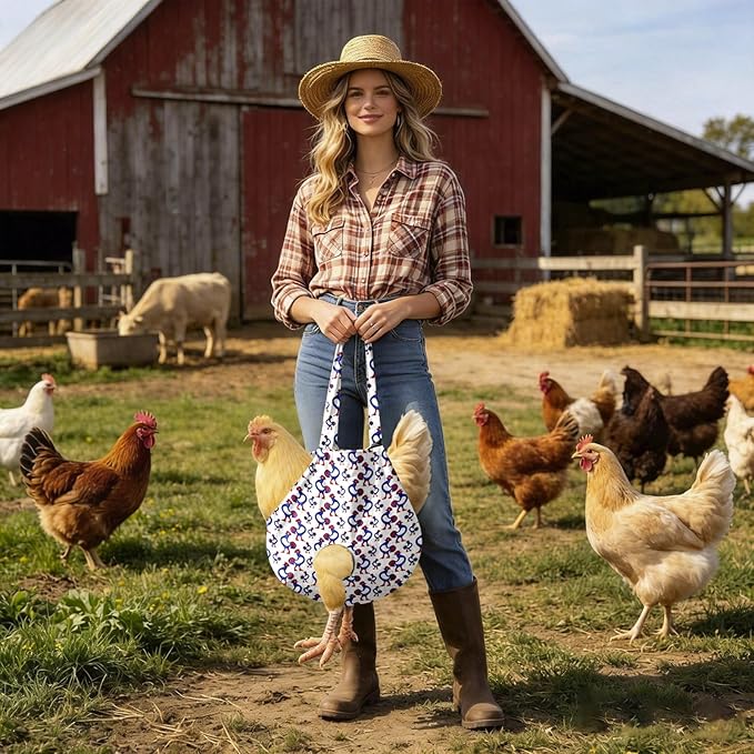 Chicken Carrier Sling Holder Bag with Handle, Driving Poultry Carriers Handbag for Farm Owners and Pet Lover Chicken Holder Poultry Travel (White#B)