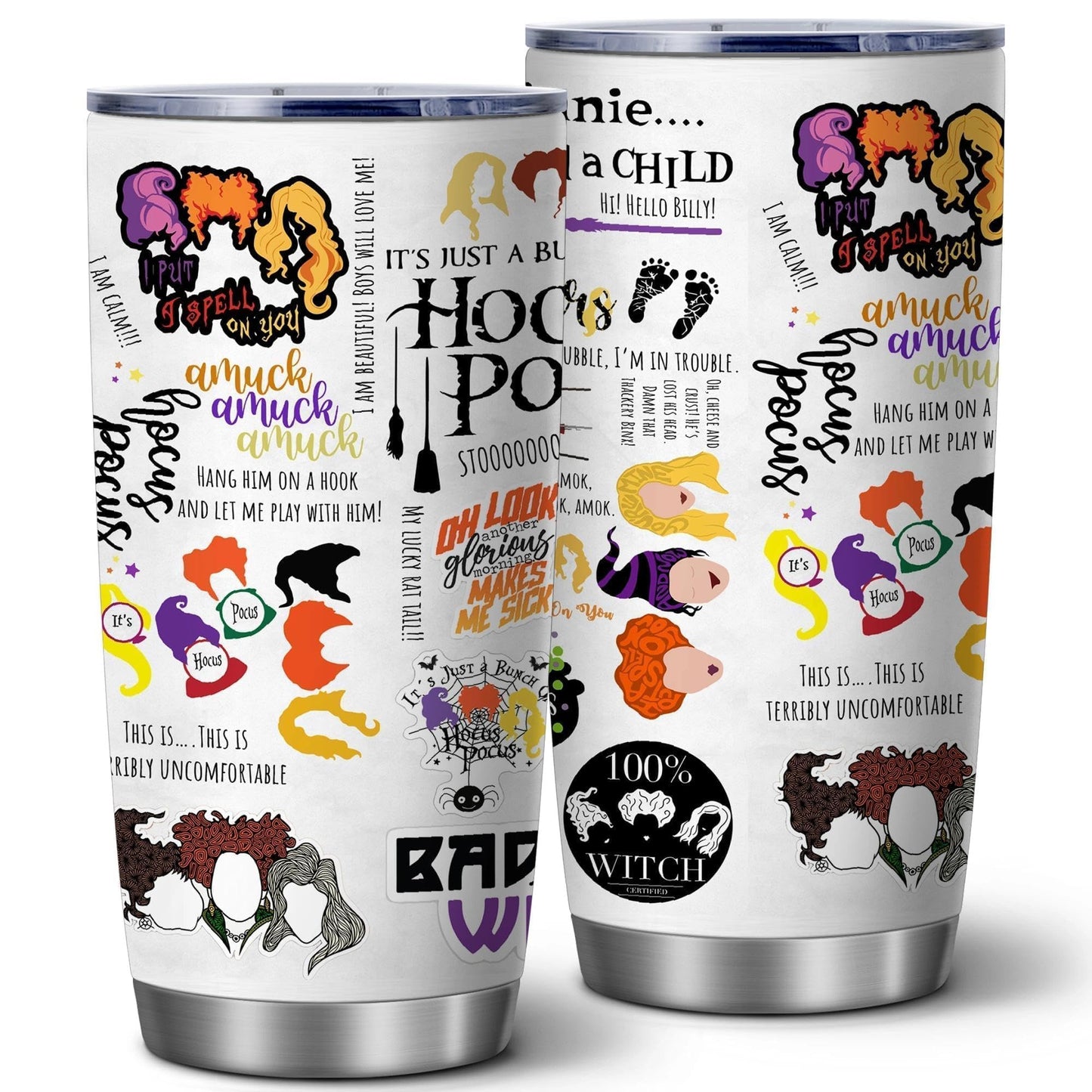 ATHAND Witch Halloween Tumbler,Hocus Gift for Women,20 Oz Halloween Coffee Tumblers,Horror Films Sanderson Sisters Fans Present,Witch Merchandise Insulated Tumbler with Lid,1 Pcs