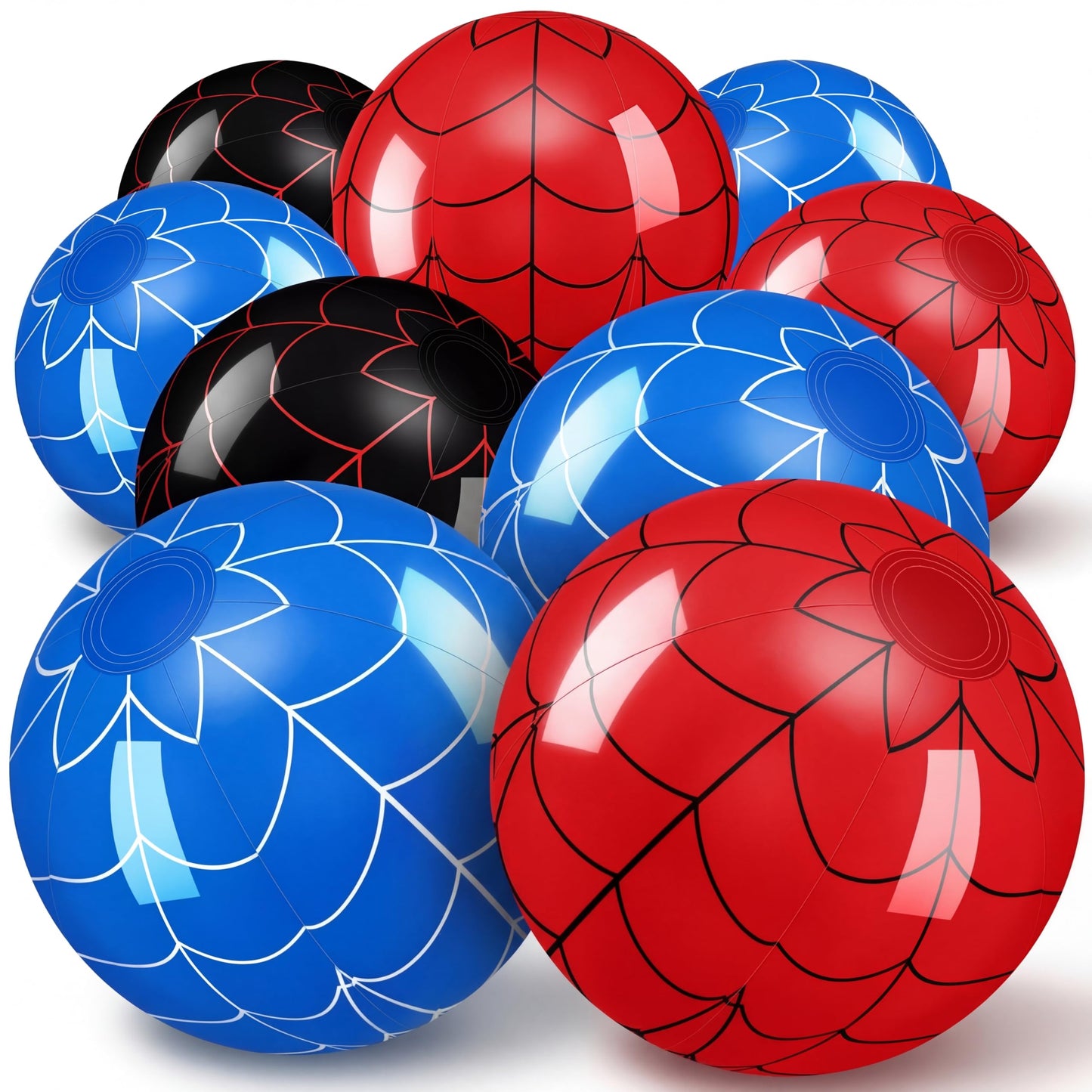 Sotiff 12 Pack 12" Large Spider Web Themed Beach Ball for Kids Birthday Bulk Inflatable Pool Balls for Boys Girls Summer Beach Swimming Pool Birthday Graduation Party Supplies Decoration