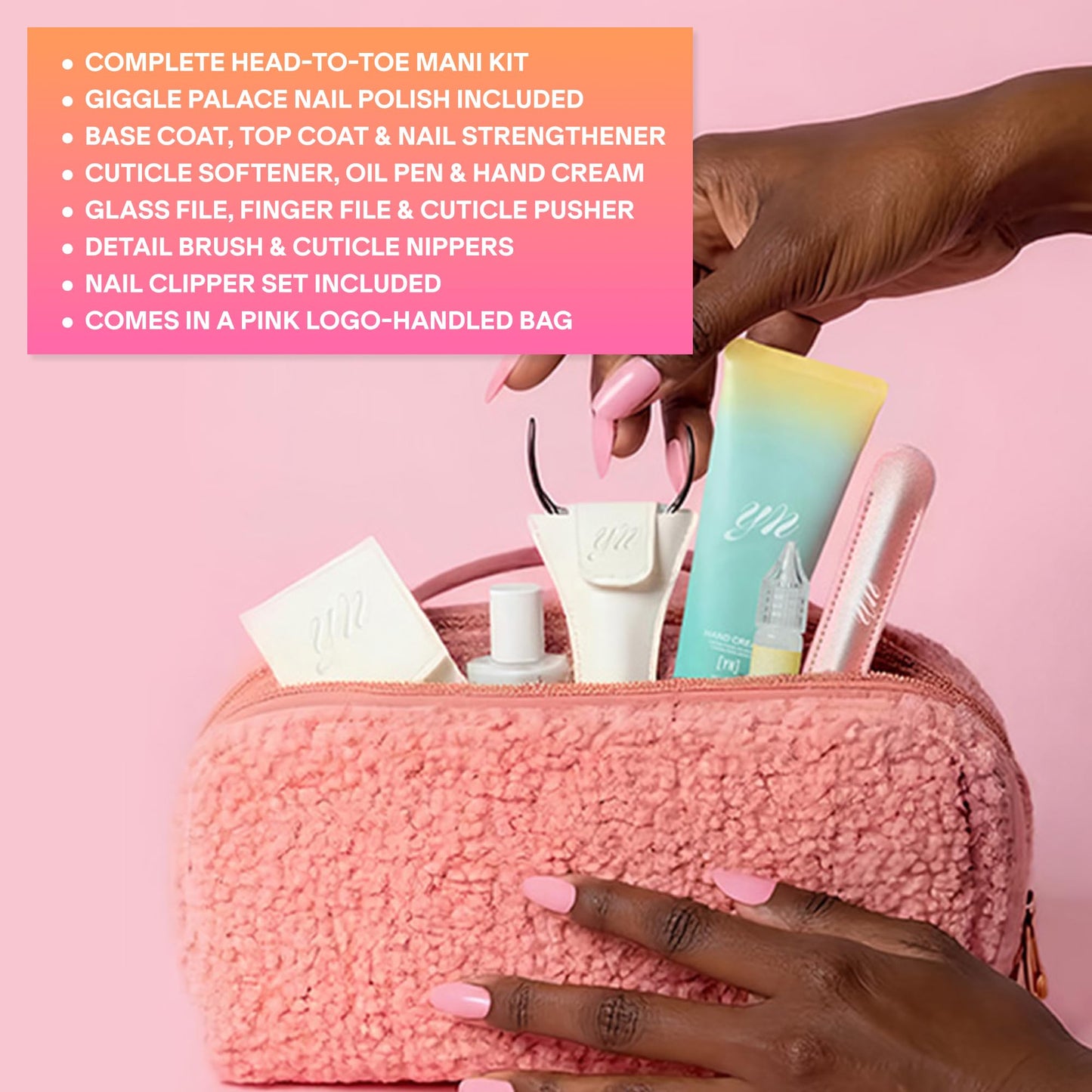 YN Young Nails Manicure Bundle - Glossy Liquid Polish, Glass Nail Files, Complete Nail Kit for Beginners, Includes Giggle Palace Polish, Cuticle Care