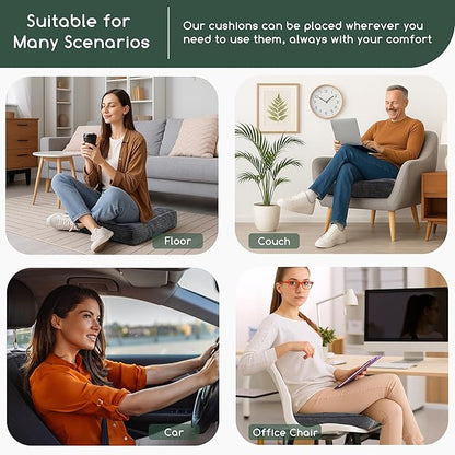 Tufted Corduroy Recliner Seat Cushion for Elderly, High Density Foam Large Square Seat Cushion for Recliner Chair, Floor Pillow, Office Chair, Car, No Pressure on Thighs, 20x20x4