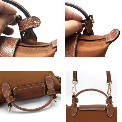 banbeln Mini Bags Leather Shoulder Strap Kit Fit For Adjustable Crossbody Small Bag (brown&silver)
