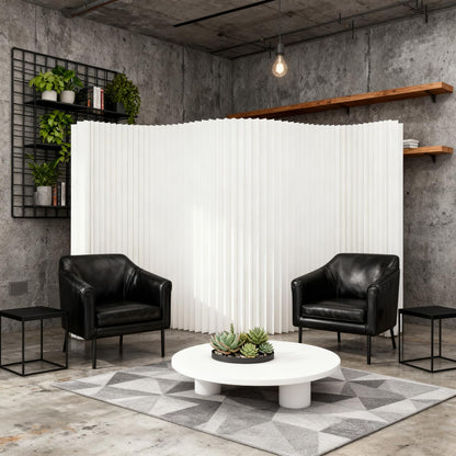 WOHNZA Paper Room Divider Wall Folding Accordion, Modern Retractable Partition Privacy Screen, Decorative White Short Divider for Office Studio Living Bedroom Dorm Exhibition Display