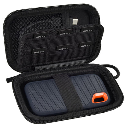 Case Compatible with SanDisk 1TB 2TB 4TB 500GB 8TB for SanDisk Extreme PRO Portable SSD External Hard Drive, Memory Card SD SDXC SDHC Card Storage Holder Organizer (Box Only) Black