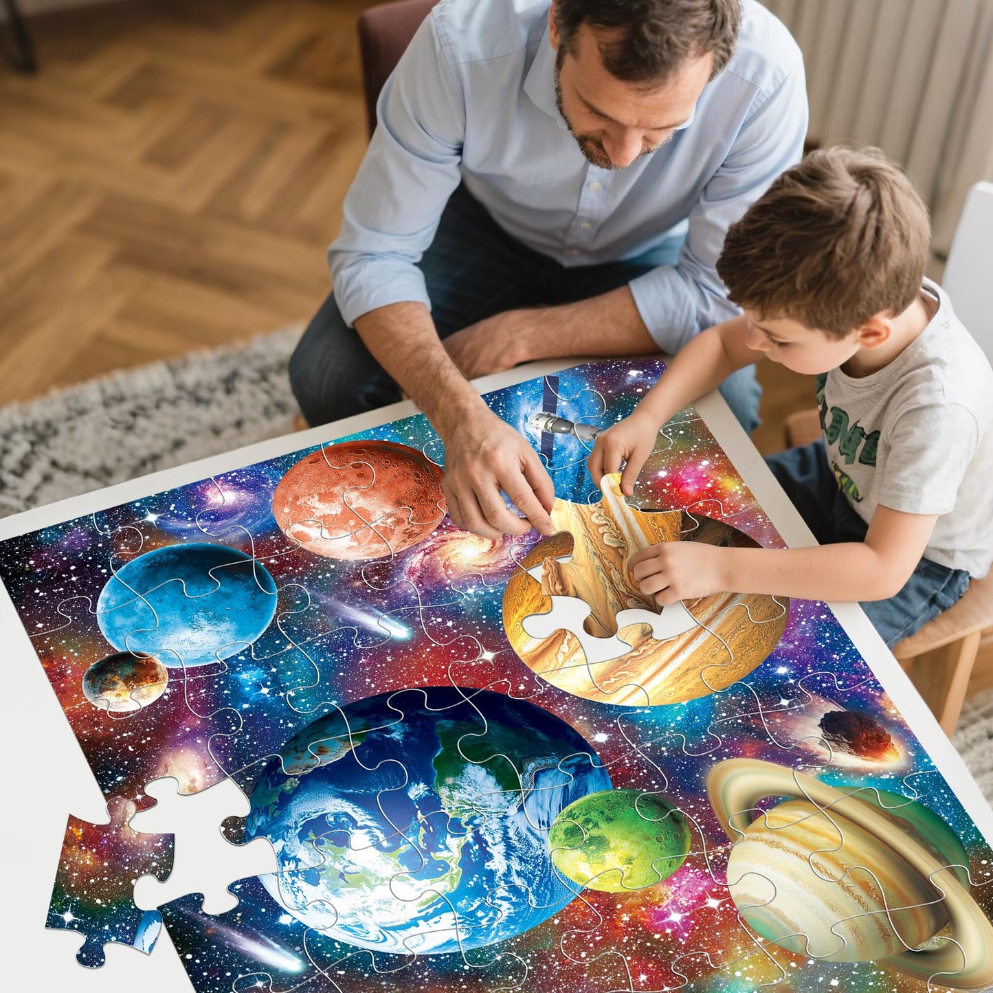 Jumbo Floor Puzzle for Kids,48 Piece Solar System Planet Large Jigsaw Puzzles for Toddler Ages 3-5,Preschool Educational Learning Space Toys,Easter Gift for Boys & Girls Ages 4-8