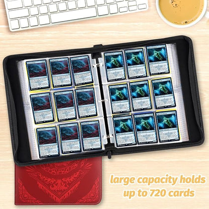 9-Pocket Card Binder for MTG,720 Double Sided Pocket PU Trading Collection Binder,Premium Collector Card Album for MTG,TCG,Yugioh,Game Cards(Red)