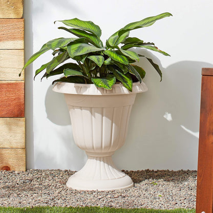 Arcadia Garden Products PL10BG Classic Traditional Plastic Urn Planter Indoor/Outdoor 15" x 13", Beige