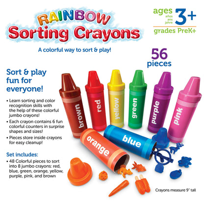 Learning Resources Rainbow Sorting Crayons - Toddler Gifts, Toddler Accessories, Jumbo Stacking Toys, Fine Motor Skills, Classroom And Preschool Activities, Montessori