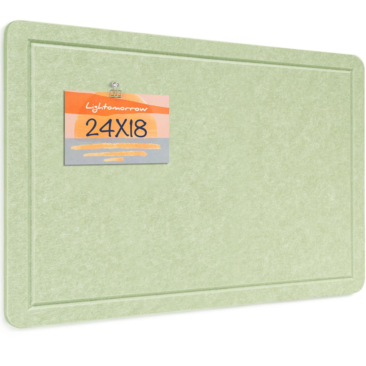 Lightomorrow Bulletin Board, 24 x 18 Inches Cork Board Alternative Decorative Felt Pin Board with Safe Removable Adhesives & 26 Push Pins for Home Office Classroom Walls-Avocado Green