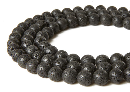 60pcs 6mm Black Lava Beads Natural Gemstone Beads Round Loose Beads for Jewelry Making
