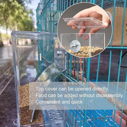 No Mess Bird Feeder Water Dispenser Set, Automatic Transparent Parrot Feeder Acrylic Parrot Food Container Drinker Cage Accessories for Small Birds Parakeet Canary Finch Cockatiel Lovebirds