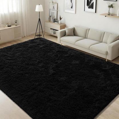 ISEAU Black Rug Super Soft Shaggy 4x6 Feet Rugs for Bedroom, Fluffy Area Rug for Living Room Floor Rug, Fuzzy and Comfy Carpet Nursery Shag Rug for Kids Boys Room Decor