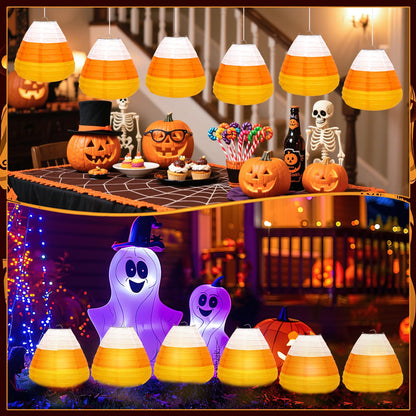 DECYOOL 12PCS Halloween Paper Lanterns, 3D Candy Corn Hanging Ornaments