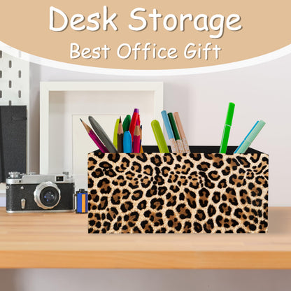 YTRGI Leopard Print Pen Pencil Holder Organizer for Desk, Leopard Print Room Decor, Preppy Cheetah Kitchen Cooking Brush Makeup Utensil Holder (Black)
