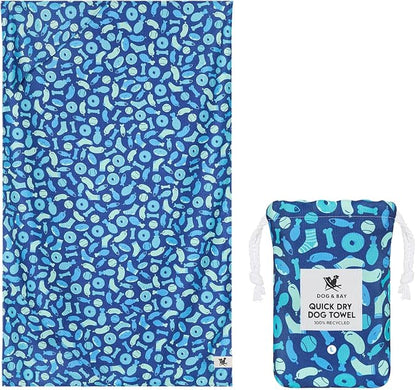 Dock & Bay Pet Towel - Super Absorbent & Quick Drying Dog Towels with Bag - 100% Recycled - A Dogs Dinner, Large (120x70cm, 47x27)