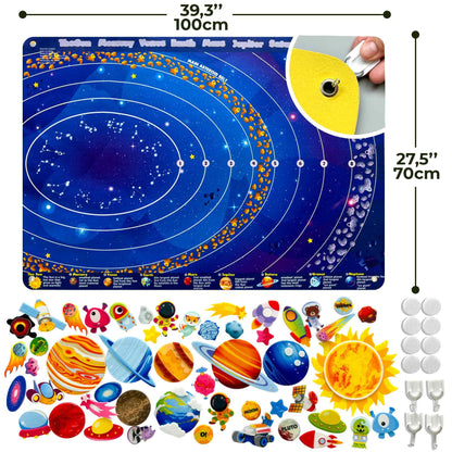 QUOKKA Space Felt Board for Kids 3-5 Years Old - Social Emotional Preschool Learning Activities for Ages 3-5 - Educational Flannel Toy Speech Therapy Gift