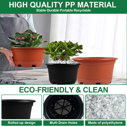 KPUVX Outdoor Flower Pots 5 Packs 13 inch pots for Plants Modern Decorative Garden Pot with Saucer, Lightweight Large Resin Planters for Indoor Plants,Decorative Resin Plant pots