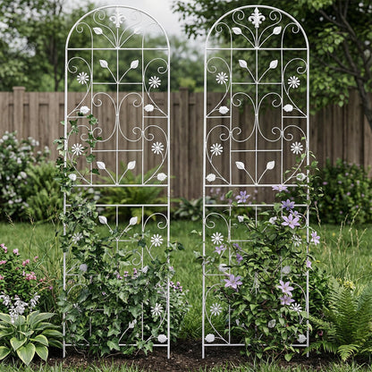 Maidapulu, Trellis for Climbing Plants Outdoor, （2 Pack 70.8x19.6-inch）, Generic Metal Garden Trellis, Rustproof, Easy Assembly,（White）