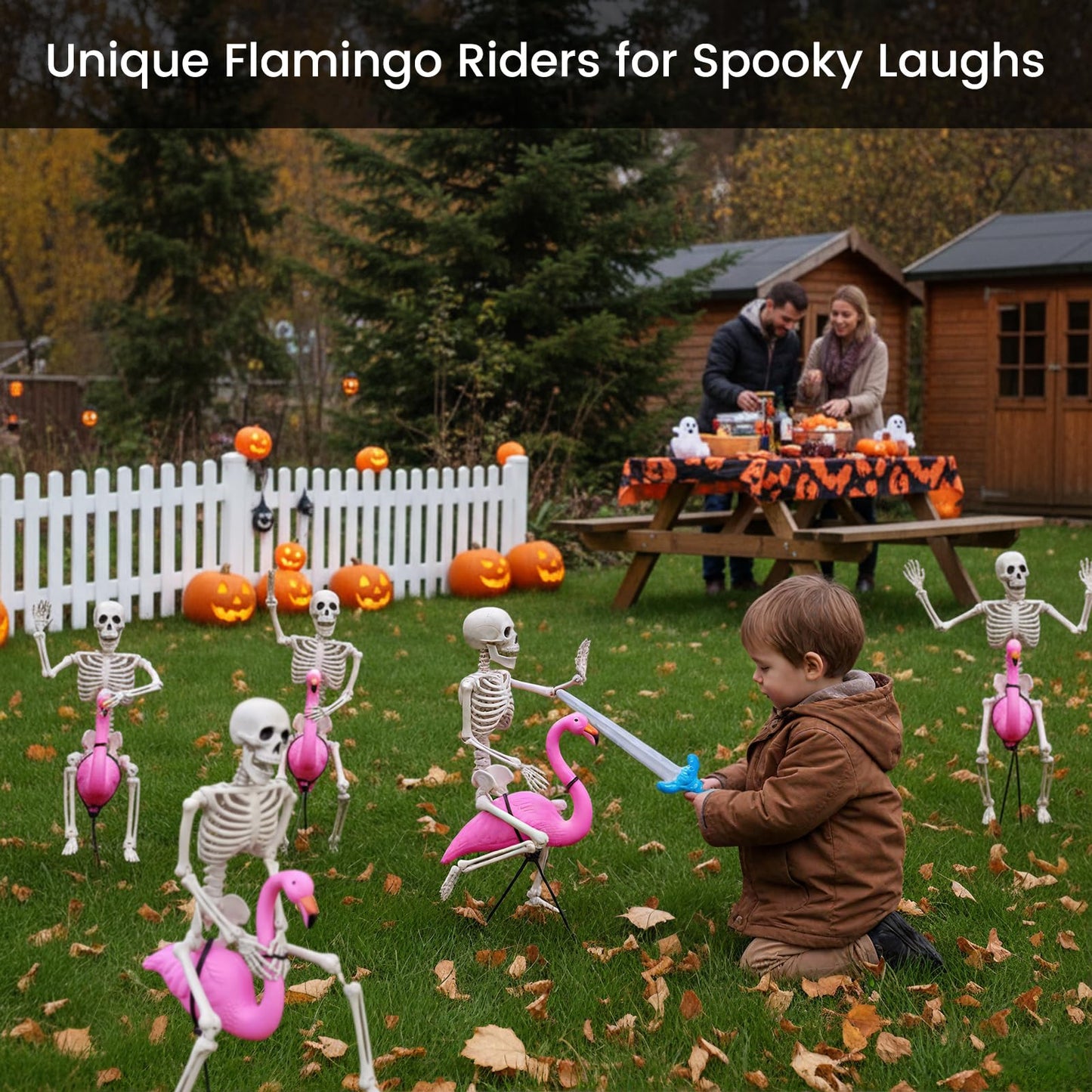 16" Small Posable Halloween Skeletons Decorations: 5 Pack Durable Plastic Scary Skeleton Props – Realistic Full Body Bones, Reusable Indoor & Outdoor Yard, Garden, Haunted House & Party Decor